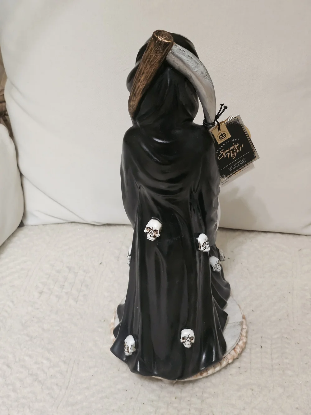Grim Reaper Skull Crystal Ball Decor - Black Spooky Nights LED skull
